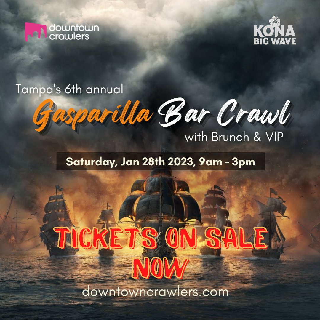 🚨 Raise your Flag Tampa Bay! 🏴‍☠️ Tickets on sale now! Take advantage of our Early Bird pricing until the end of the year. 

Get your tickets here: downtowncrawlers.com

#gasparilla #gasparilla2023 #pirate #tampaevents #barcrawl #party #brunch #gasparillatampa #tampabay