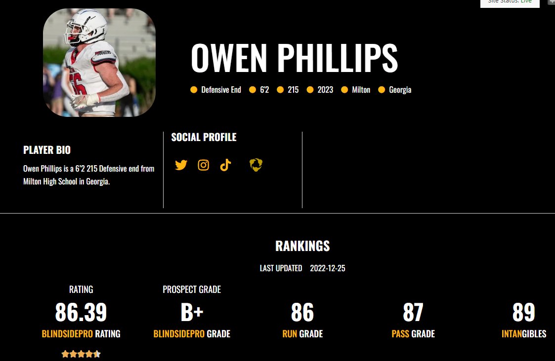BrandonLeeFX's tweet photo. 🎄Merry Christmas/Welcome to @blindsidepro🎄 

You have officially been awarded 4.5⭐️ for your senior season. 

More people should be talking about @owen_s_phillips. Impact player that plays high intensity, and athleticism leaps off the screen. #Verified 

https://t.co/Bq5HEh67lU https://t.co/RhoUYbXWlT