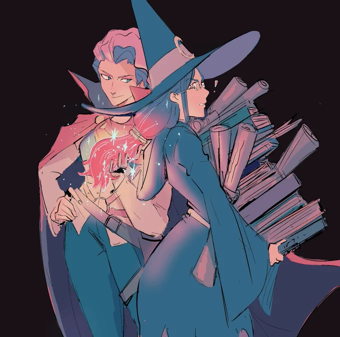 Secret Santa gift of Chariot and Croix from Little Witch Academia for my Favourite Yuri connoisseur   