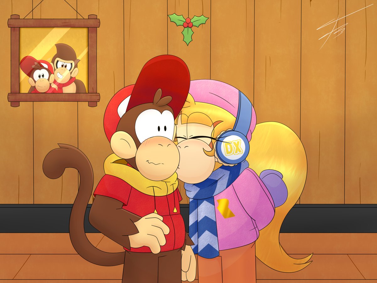 FireBea91564049's tweet image. Aquí publico mi dibujo para navidad. No pude resistirme a dibujar a Dixie besando a Diddy bajo un muérdago, siempre se me hizo bastante adorables este tipo de dibujos😊

¡Les deseo una feliz navidad! 🎄

#DiddyKong #DixieKong #DonkeyKong #fanart #christmas2022