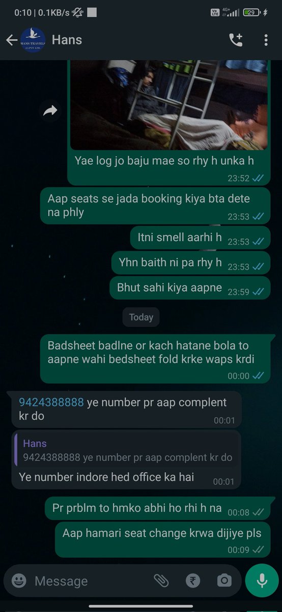 RavishaSingh1's tweet photo. No response from conductor, driver, shirdi head office or indore head office of Hans travel https://t.co/Oi5he70LGi