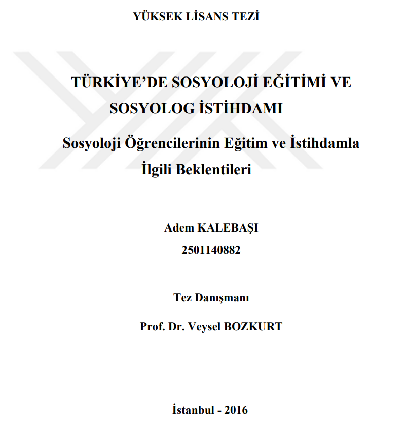 Sosyolog istihdamı meselesi ile ilgili 2016 yılında yüksek lisans araştırması yapan Sn. Adem Kalebaşı'na ve yaptıran Sn. Prof. Dr. Veysel Bozkurt'a (<a href="/vbozkurt55/">Veysel BOZKURT</a>) tebrikler ve teşekkürler.

#SosyologVarAtamaYok