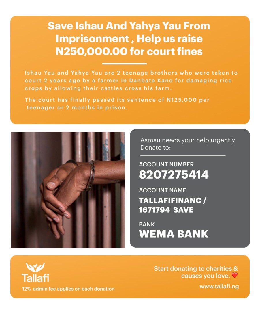 Tallafi_ng's tweet photo. Transfer your donation to the account number: 8207275414, Wema Bank #GoFundMe #tallafi #funding https://t.co/L0L4dwWj3B