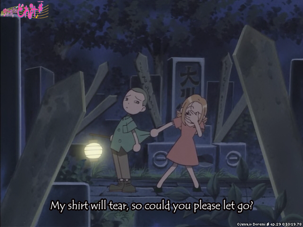 Ojamajo Doremi ♯ ep.29 @ 10:19.78
"My shirt will tear, so could you please let go?"
#OjamajoDoremi