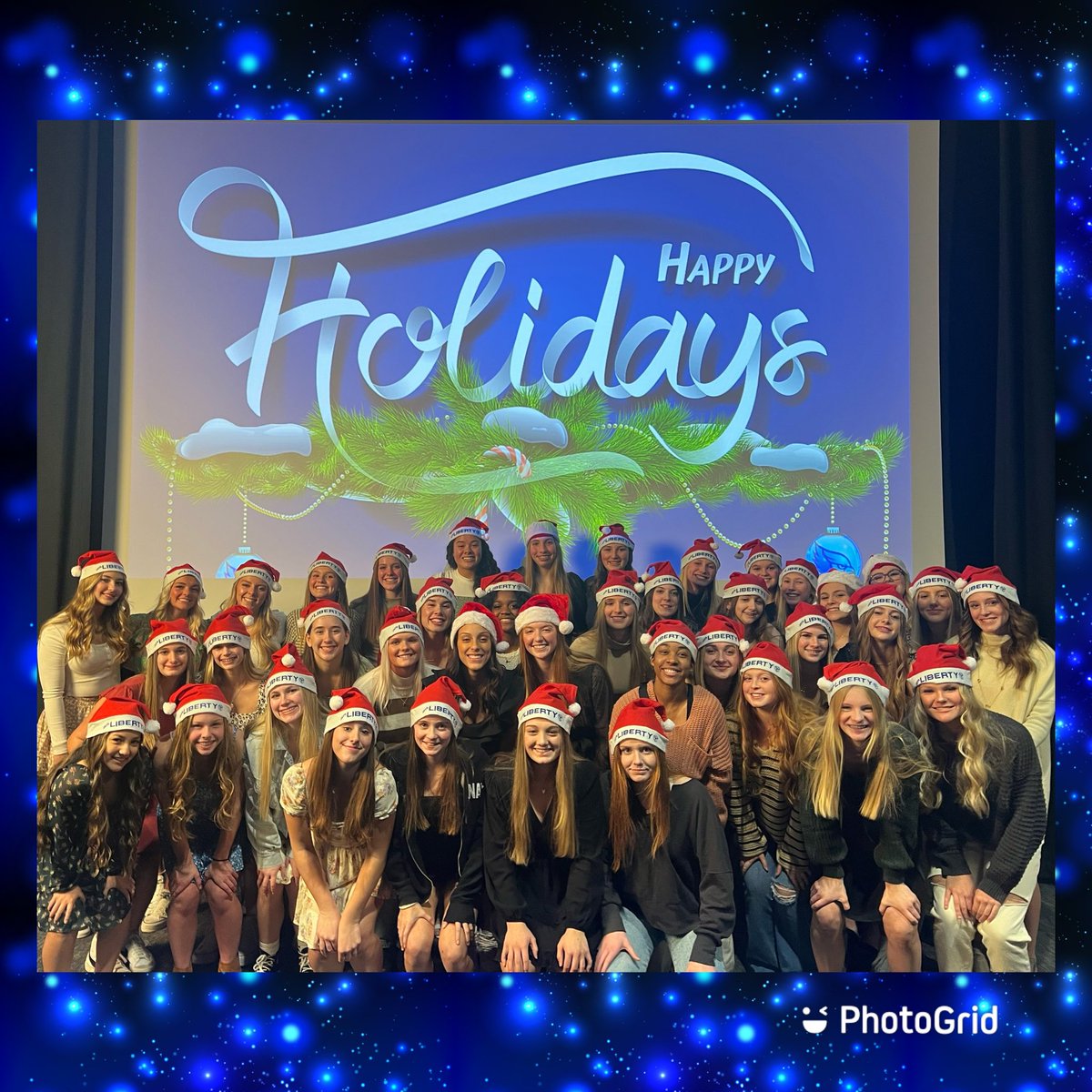 Happy Holidays from your Blue Jays! What a year it has been. So thankful for each of these girls, their families, our amazing staff, the community of Liberty, &amp; all of those who have supported us along the way! Merry Christmas &amp; Happy New Year! 💙🎄🎉