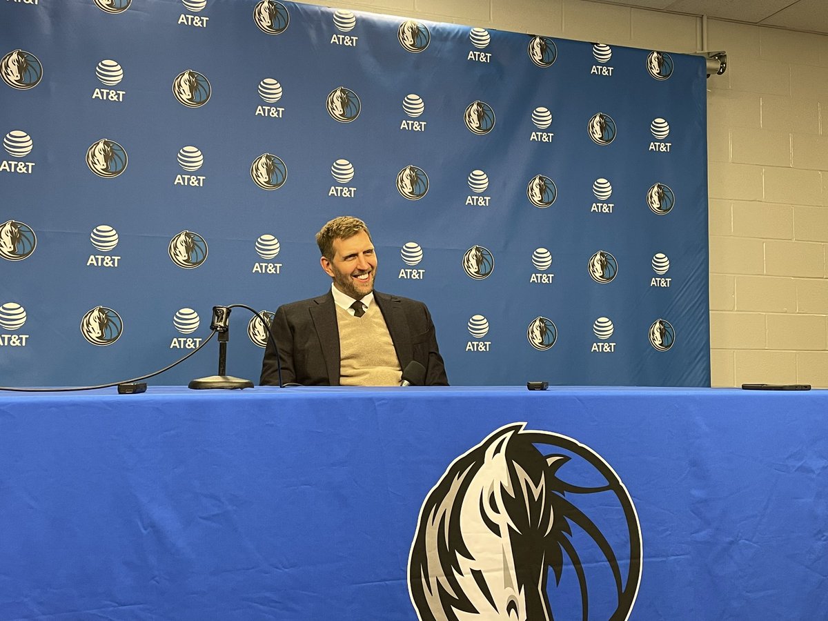CallieCaplan's tweet photo. Dirk Nowitzki on getting emotional when thinking about the permanence of his Mavs statue: “Long, long after we’re gone, generations after us are going to Google — maybe Google is already gone — and ask ‘who is this guy?’” https://t.co/Alj2nJMhZV
