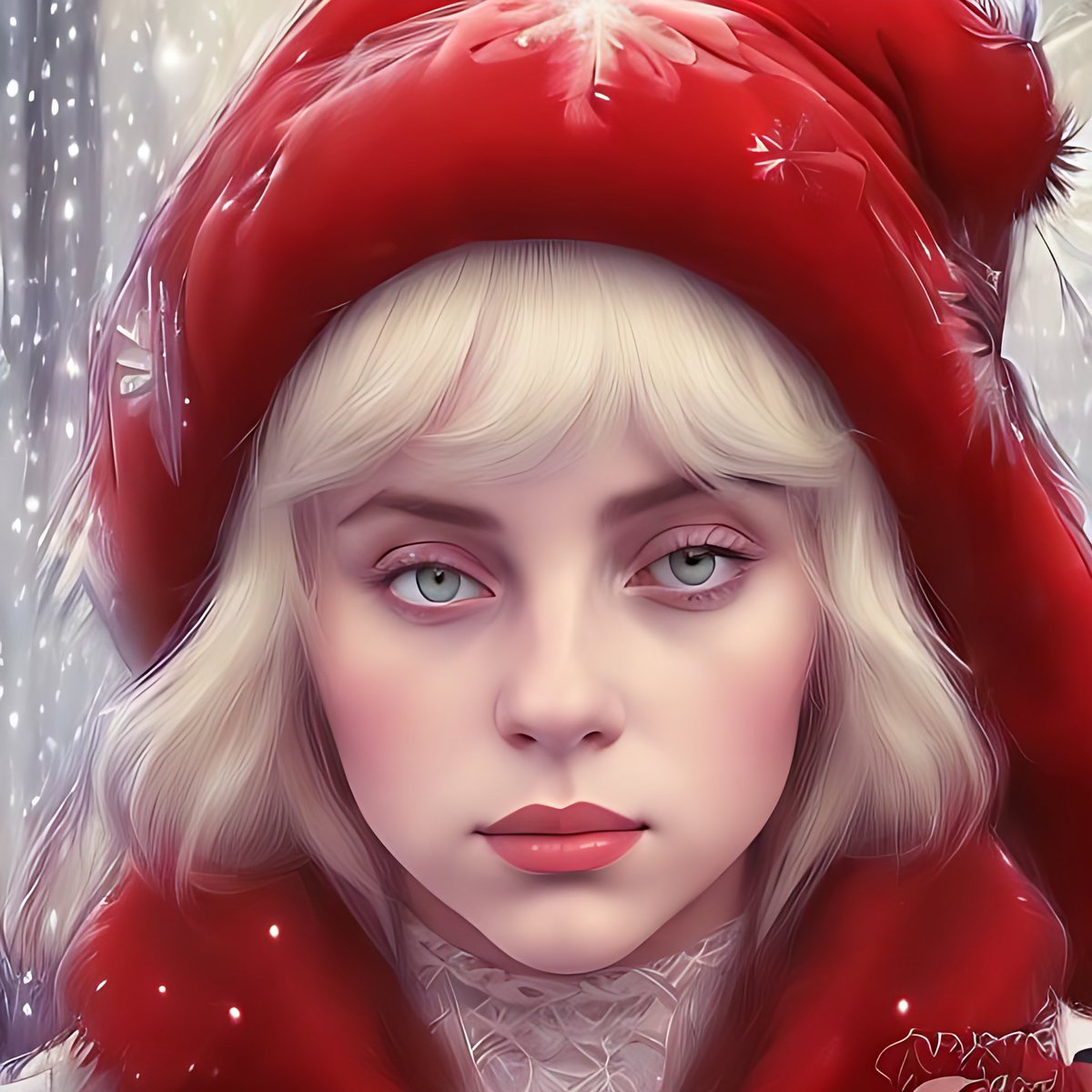 AIwindows's tweet photo. Merry Christmas, Billie Eilish

#whenweallfallasleep #happierthanever #notimetodie #badguy #buryafriend #BillieEilish 

#openai #lensa #assistedinnovation #tech #amalgamation #aiArt #aiartcommunity https://t.co/UNhIvPxH6o
