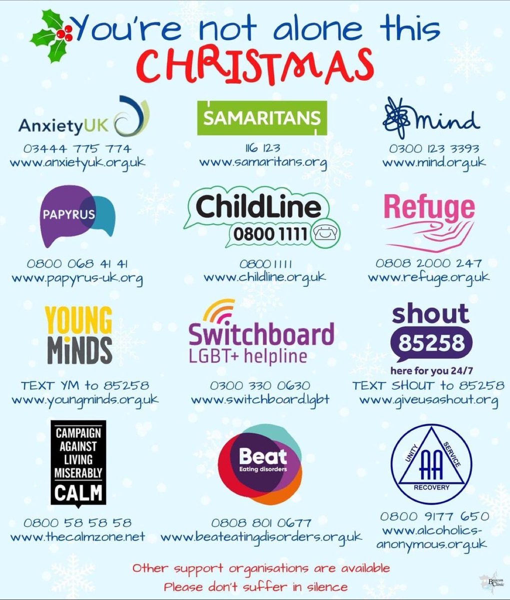 Vedica_Podar's tweet photo. To anyone who might be finding #Christmas and the #holidays hard, know that you're not alone &amp; that there is help out there. Look after yourself &amp; your #MentalHealth - You Matter. 🎄🧠💭

#MerryChristmas #HappyHolidays #JoinIn #SelfCare #YouAreNotAlone https://t.co/gqCe0Blzve