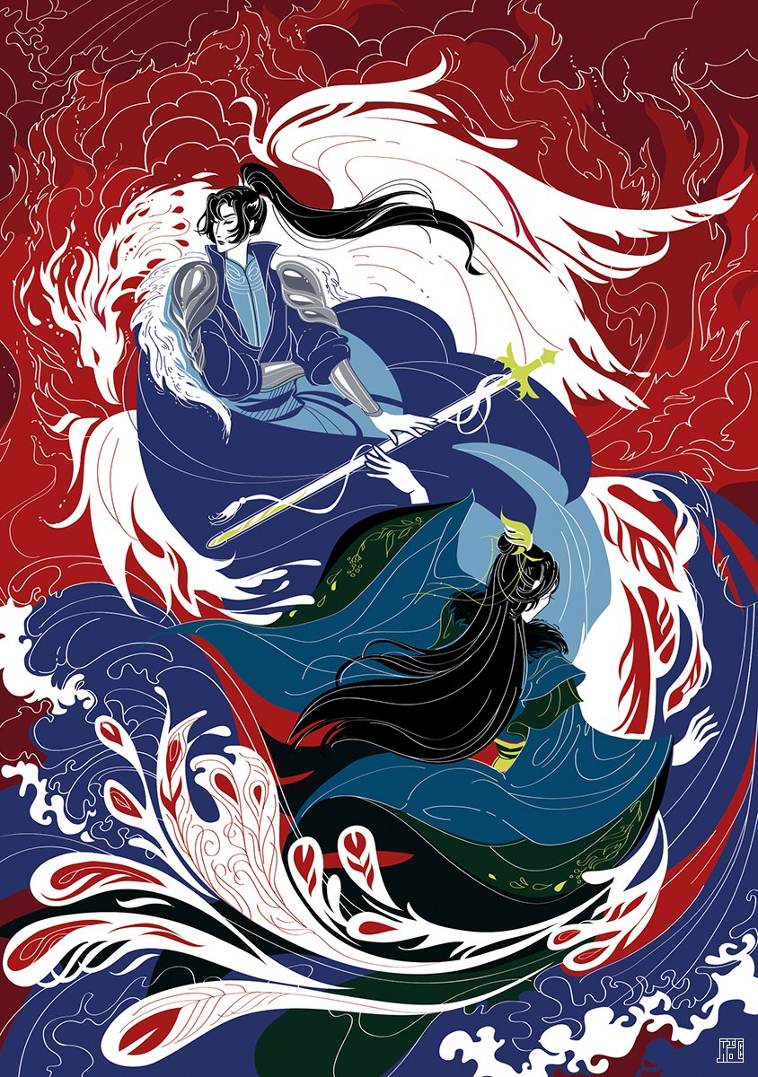 Finally.
2 gorgeous peacocks in the middle of apocalypse - and one of my favorite, most heartwarming moments of Erha with these two. Not very text accurate, but if you read you know.
Jiang Xi and Xue Meng for <a href="/ZineErha/">Erha Zine</a>
#2ha #二哈和他的白猫师尊 #XueMeng #姜曦