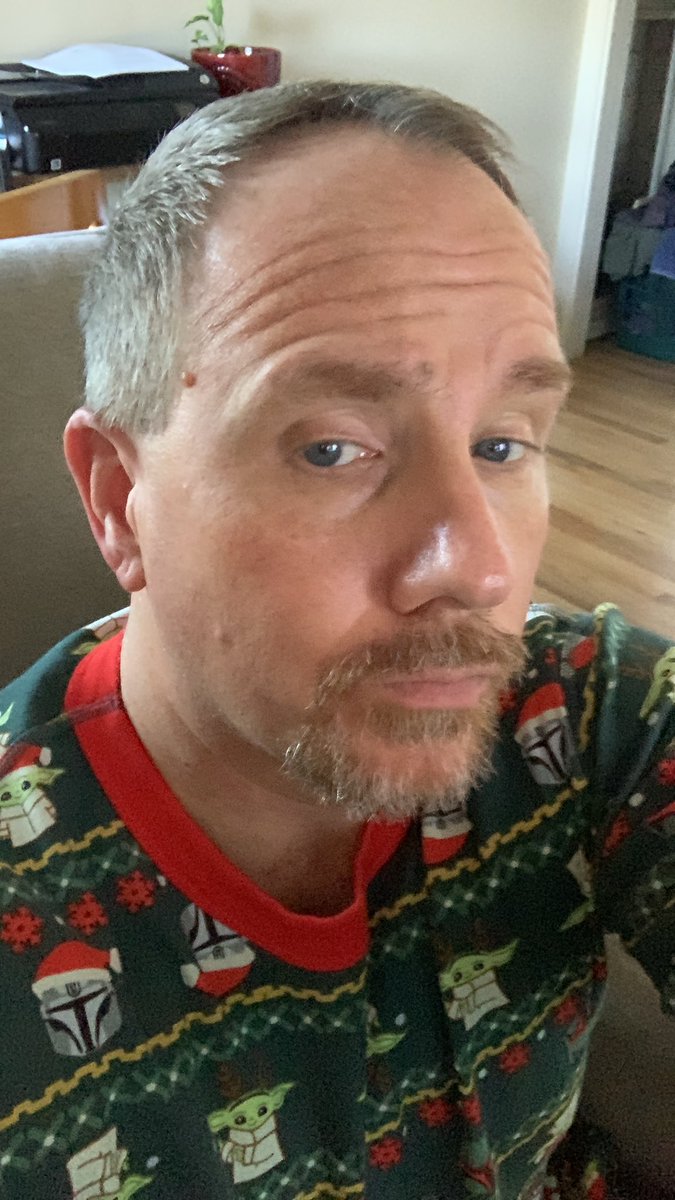 cpbandstuff's tweet photo. Am I considering changing out of my Mandalorian Christmas pajamas at some point today? 

No, not really… https://t.co/5njSouQ82R