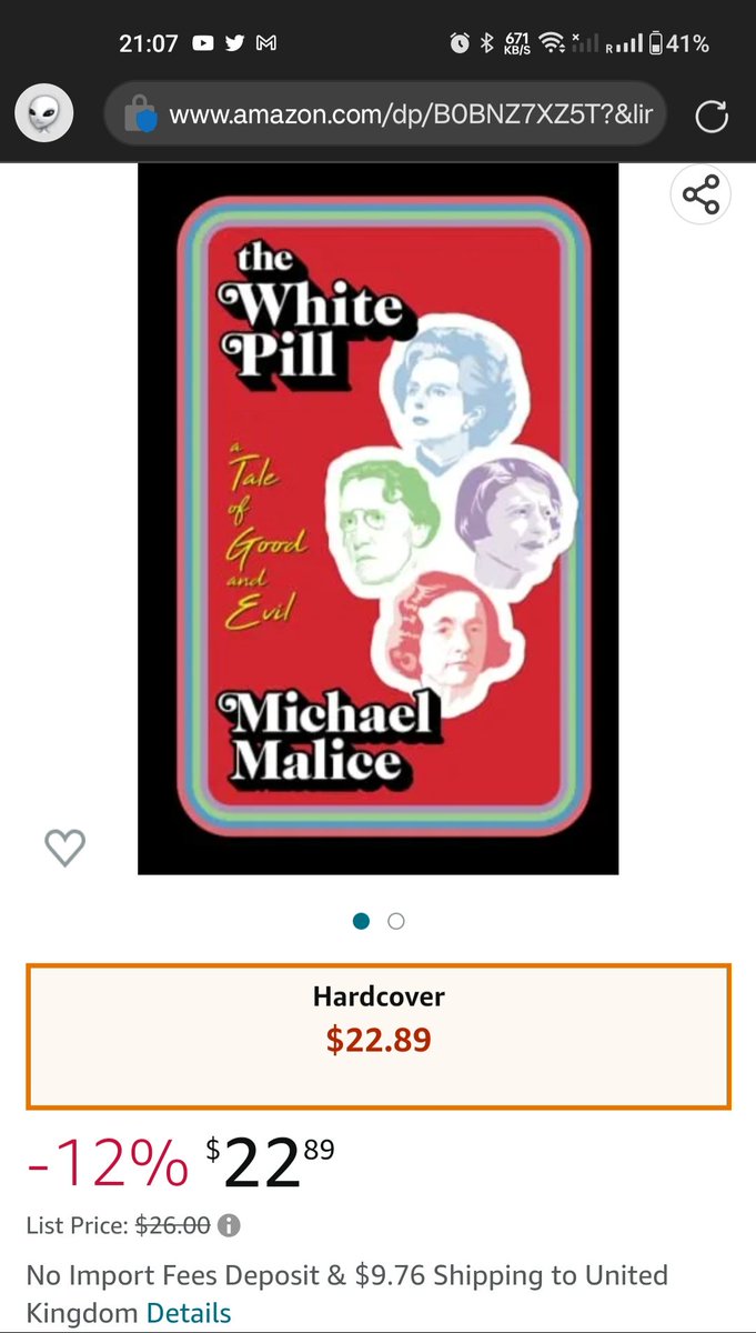 RealDGT's tweet photo. @michaelmalice Not sure if I am missing something but have been trying to get the kindle for a while and just the hardcover is showing.  
I direct searched as well as Google search, this is the correct page, Google says kindle format available but when going on the page it is not showing... https://t.co/TpIBMswpsy