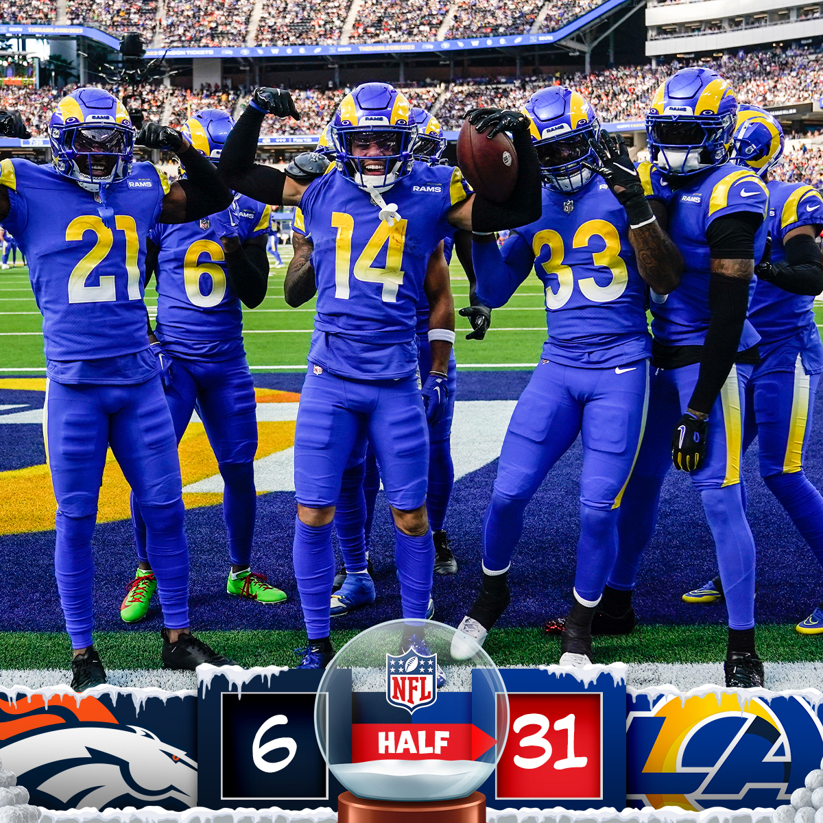 NFL on Twitter "One half to go in LA DENvsLAR https//t.co/KfkLFlZfBy