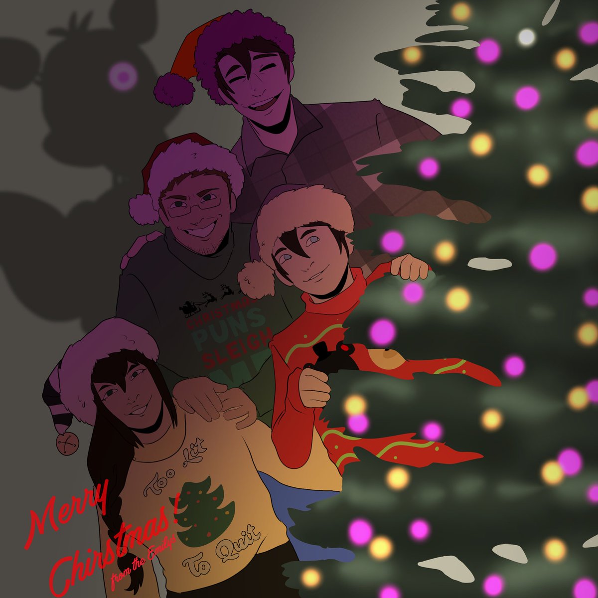 Inkspottie's tweet photo. Merry Christmas and Happy Holidays from the LaT family and from me! 

#fnaf #fnaffanart #fnafau #LaT https://t.co/AyLAFSq1sb