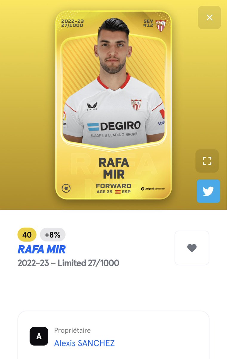 🎁 Giveaway Sorare de Noël 🎅🏼

Remporte la carte limited de Rafa Mir, l’attaquant espagnol du FC Séville.

✅ RT + Like + Follow
✅ Tirage au sort le 27/12

Bonnes fêtes à tous et bonne chance ✨