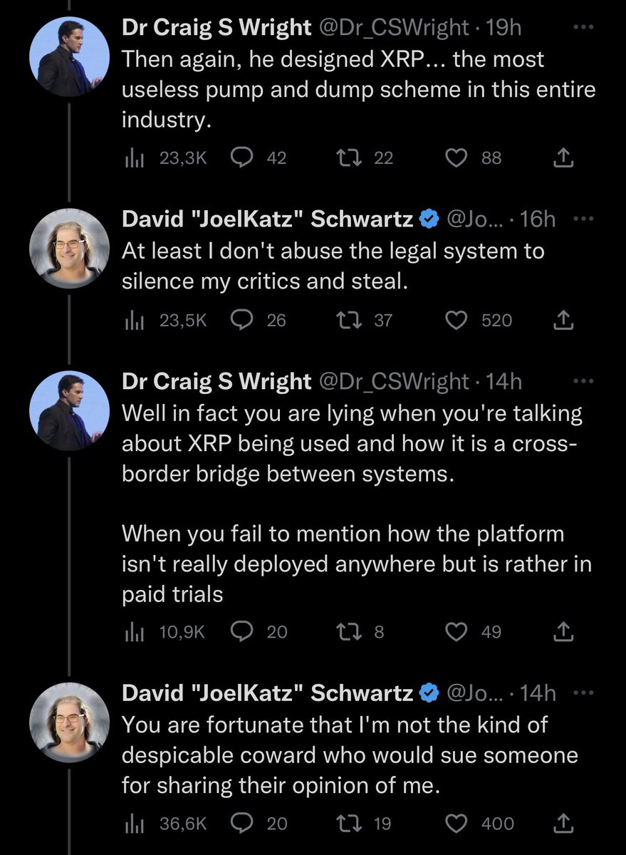 Just Craig getting rekt, ratioed and schooled on morals by the creator of Ripple 🤷‍♂️