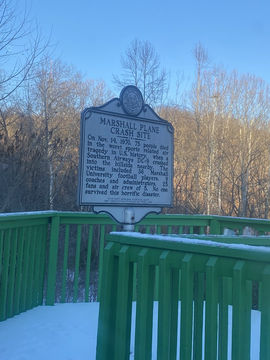 BarstoolAlabama's tweet photo. Meeting some family for Christmas and had to stop by. Such a sad tragedy. 

Charles Huff (former Alabama RB coach) is the head coach of Marshall and he’s doing great here in Huntington.  @BarstoolMU https://t.co/e9cn7gW4qn