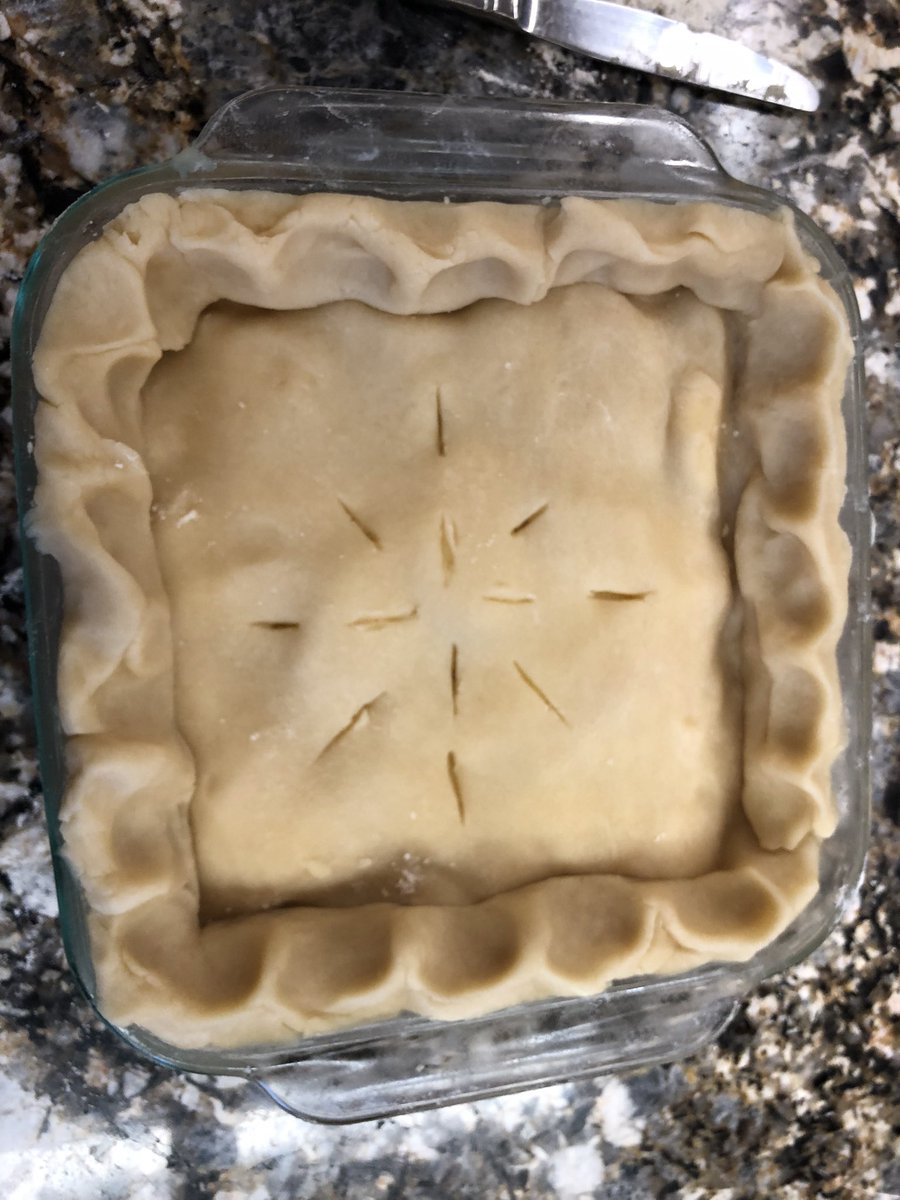 scp58763's tweet photo. Behold: I made a huge pie in a casserole dish when I ran low on flour. Plus, if this leaks in the oven, it’s all gonna be contained. #fuckyeah https://t.co/3rbinF7buI