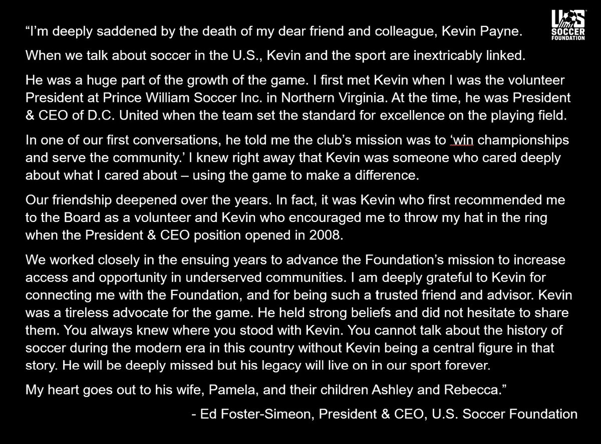 No matter how much one prepares for the passing of a friend and loved one, the finality of it is still a blow to the heart and soul. Kevin Payne was one of a kind. He was a positive influence on our game and in the lives of so many — including mine. We will all miss him greatly.