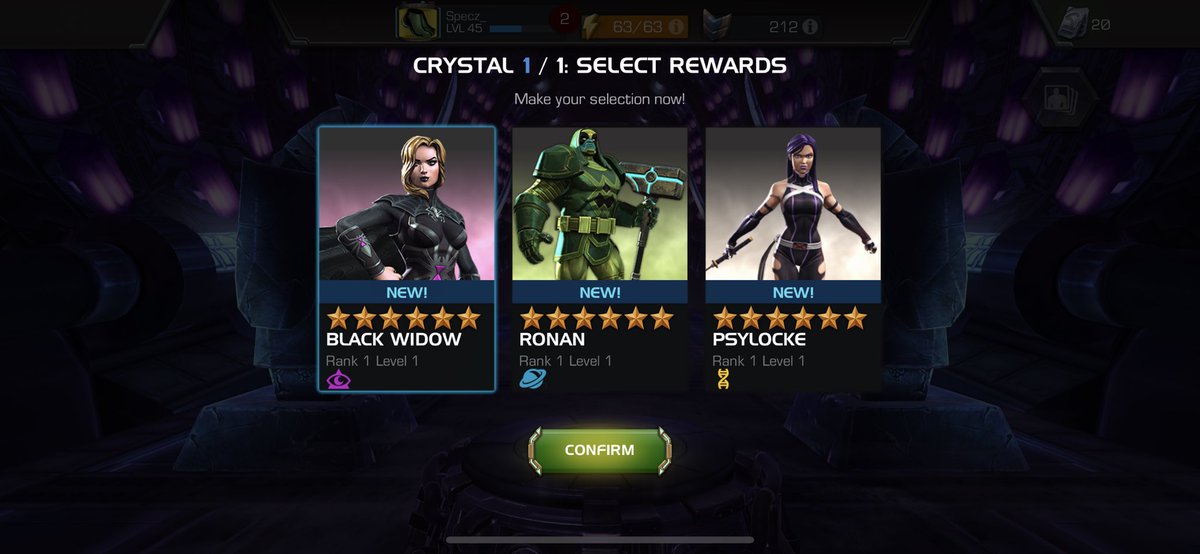 Spxcsrus's tweet photo. @ContestChampion I bought 2 of the not gifting crystals and pulled a 6* nexus and got an amazing champ https://t.co/yByorqOU65