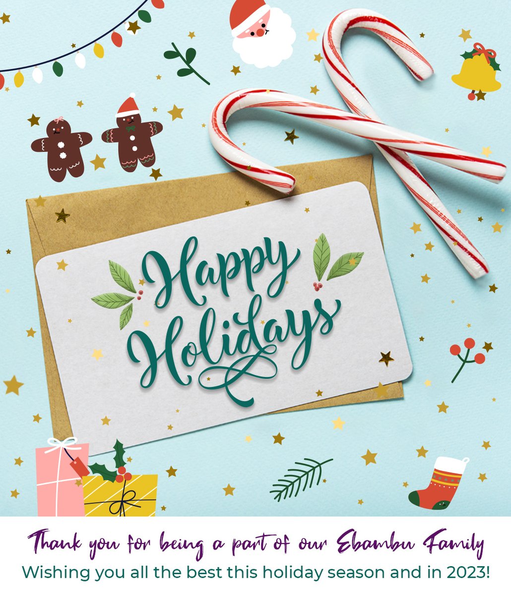 ebambuonline's tweet photo. Wishing you all the best this holiday season and in 2023!
Thank you for being a part of our Ebambu Family
https://t.co/mJm3kpNr8Z https://t.co/6RqQyFYZCH
