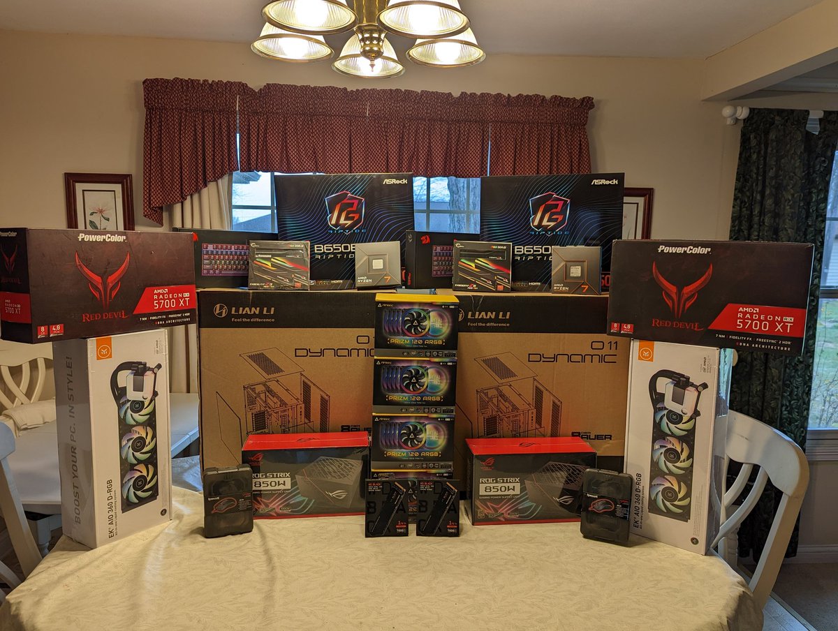 gray186's tweet image. Santa dropped off two gaming PCs for the boys!