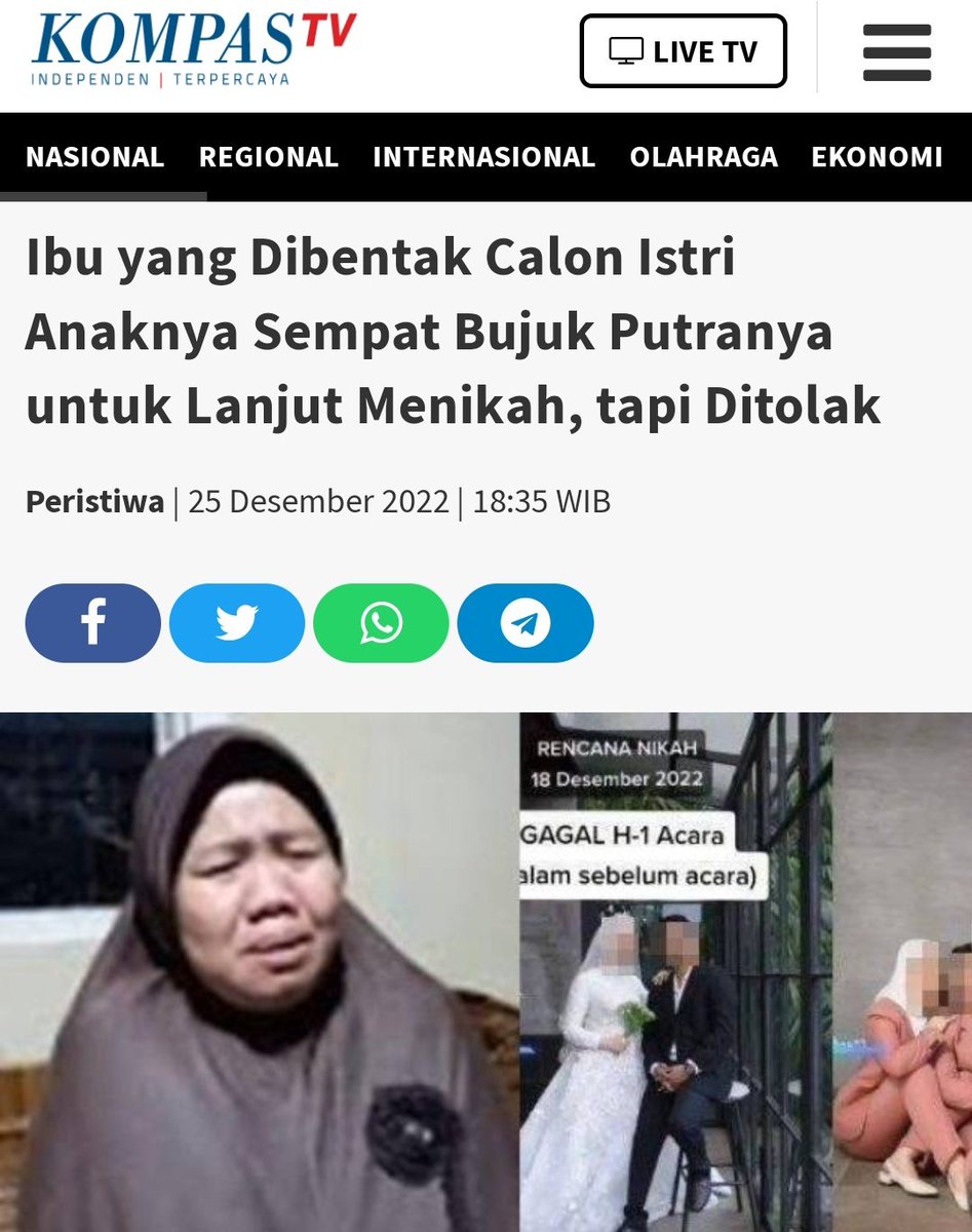 Muhammad_Saewad's tweet photo. Apa komentar dan tanggapan anda untuk “Mas Anjas” putra yang membatalkan pernikahannya (yang tinggal sehari) karena ibunya dibentak oleh calon istrinya ???

*Komen anda akan dibaca si penanya yang berkasus sama.-- https://t.co/qRD39sKmRn