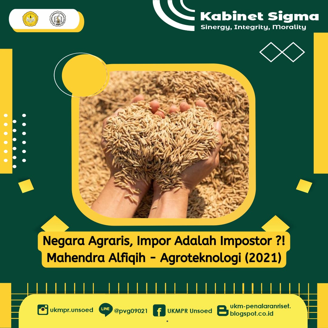 [KAJIAN UKMPR]

Salam Riset!!! Sukses!!!

Hello guys, kali ini kajian UKMPR kembali hadir nih. 

Negara Agraris, Impor adalah Impostor?!
Mahendra Alfiqih
Agroteknologi (2021)

Yuk disimak!
Semoga bermanfaat
ukm-penalaranriset.blogspot.com/2022/12/kajian…