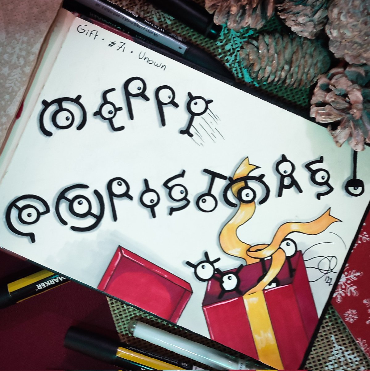AtelierSarya's tweet photo. #Unown 🎁 #Gift
#PokeInk day 71 :
Joyeux Noël !
#pokemon #pokemonart #pokemonfanart #pokemonfan #art #artwork #traditionalart #marker #markers #alcoholmarkers #fanart #christmas #illustration #zarbi https://t.co/85Az4VCrTa