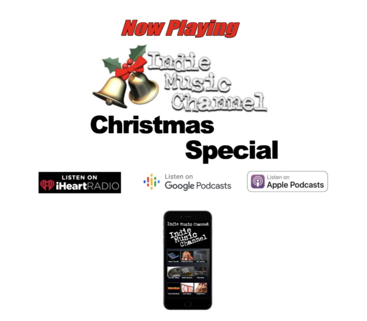 NOW PLAYING! INDIE MUSIC CHANNEL 2022 CHRISTMAS SPECIAL

Enjoy holiday songs by Indie Music Channel artists from around the world!

Merry Christmas &amp; Happy New Year from the Indie Music Channel!

indiemusicchannel.com