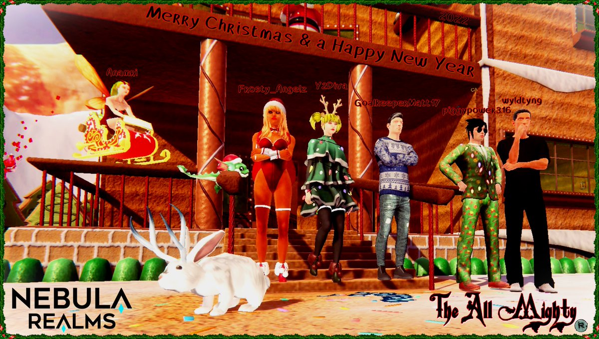 _TheAllMighty_'s tweet photo. Merry Christmas &amp; a Happy New Year 2022!

TAM Gathering photo taken Sunday December 18th, 2022 featuring; @anamri, Frosty_Angels, @Y2Diva, @Guy_Called_Matt, piggypower316 &amp; @wyldtyng. #NebulaRealms @NebulaRealms https://t.co/E5fS0s5wvr
