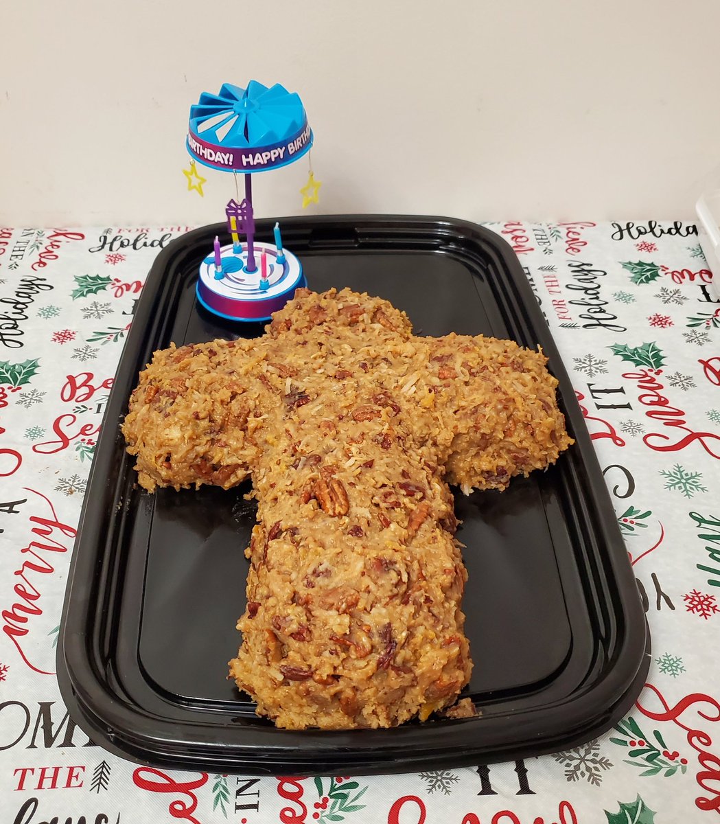 This year Lola-Ann (with coaching ) made a homemade German chocolate cake and frosting for Jesus' birthday party tonight. Merry Christmas, everyone, and remember, Jesus is why we celebrate today.🙏🏽💕