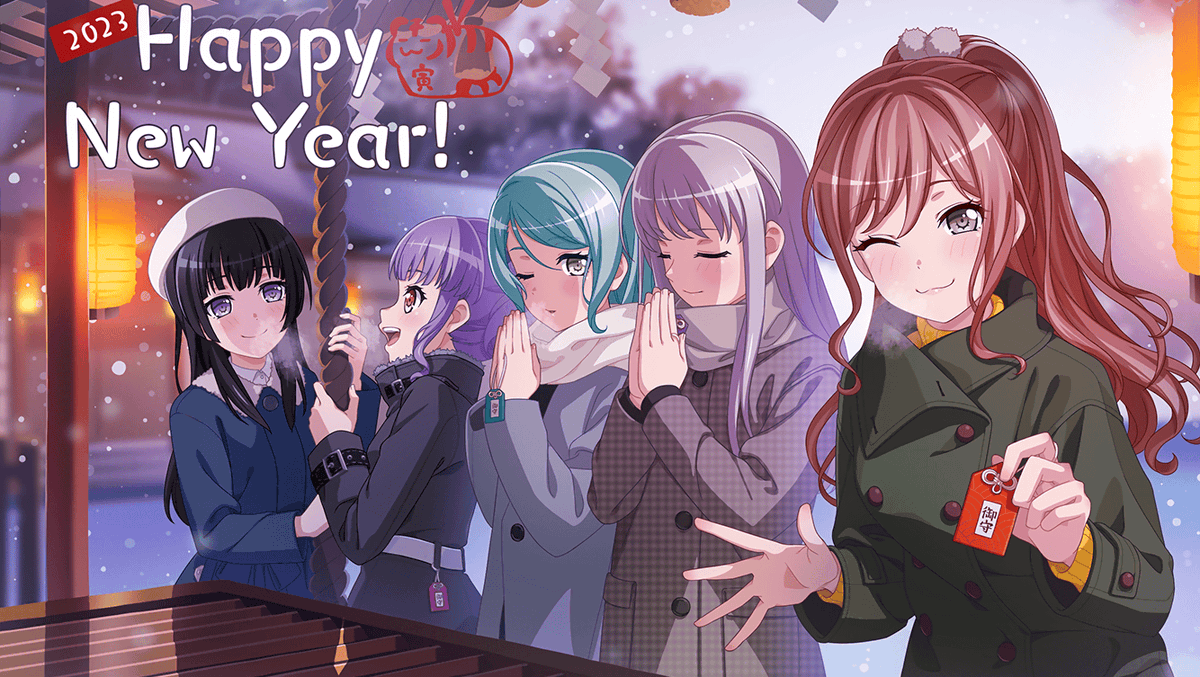 New Year Card of each band is here now as we celebrate the coming new year!
Here's the illustration card from Roselia!

#BanGDream #GirlsBandParty #BanGDream2023 #Roselia