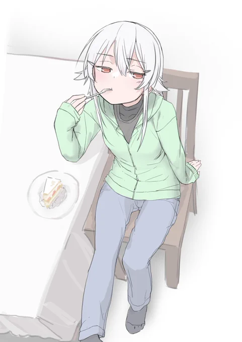 遅れたのでケーキと不満で相殺してもらってる絵 