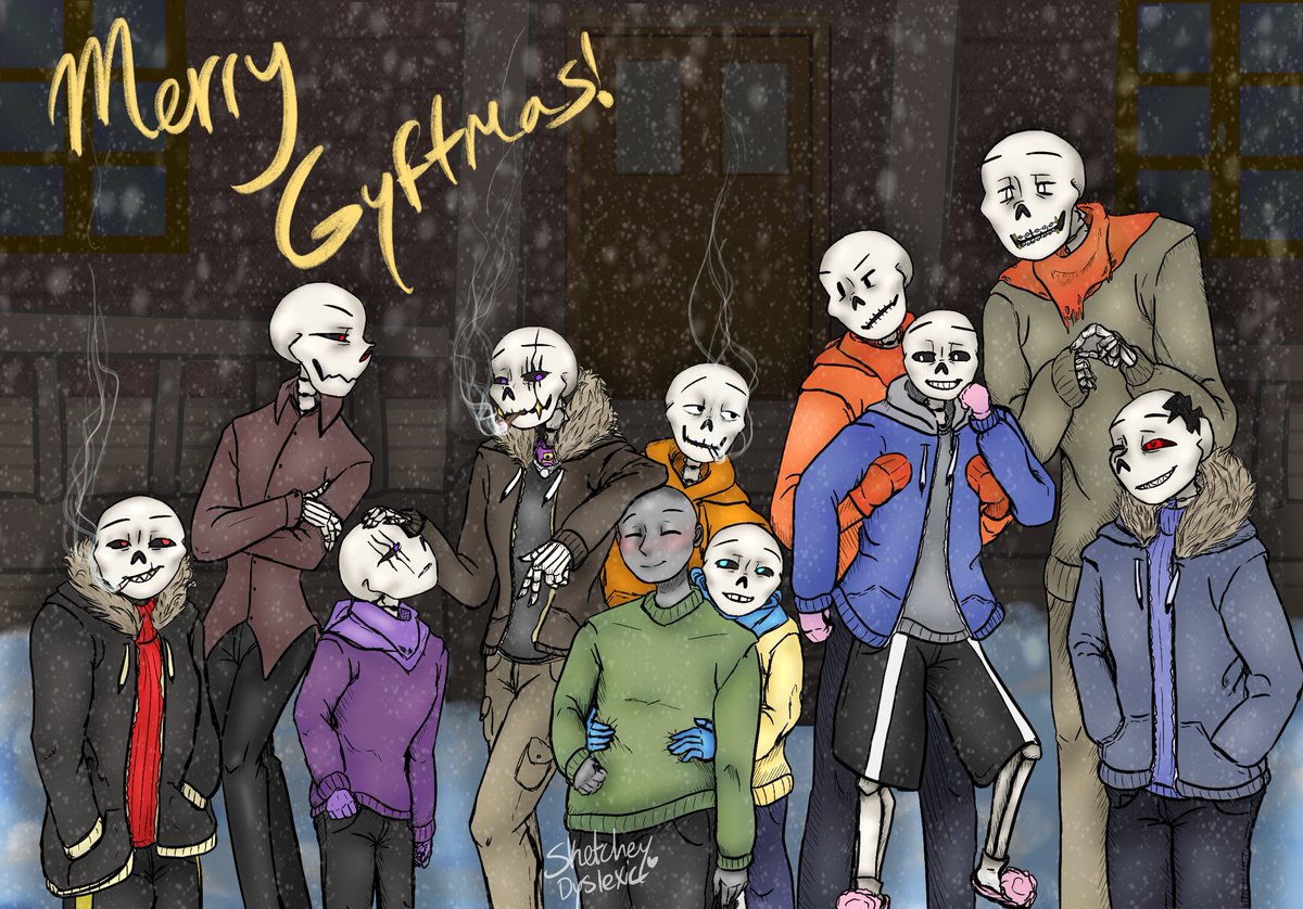 sketchydyslexic's tweet photo. Merry gyftmas from the home for lost souls family 💕 new chapter tonight as a Christmas gift to my readers <3
 (link to fanfic in comment below this)
#gyftmas #undertale #undertaleAU #fanfiction #ao3 #homeforlostsouls https://t.co/QF0A6HVcFh