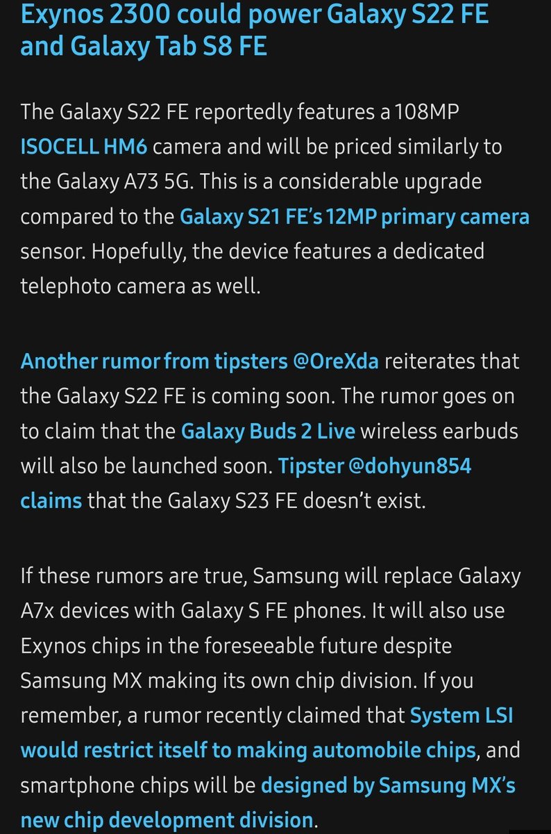 SavithaShaji75's tweet photo. #S22fe to replace #a74
Source: @SamMobiles https://t.co/d3WNhDssPK