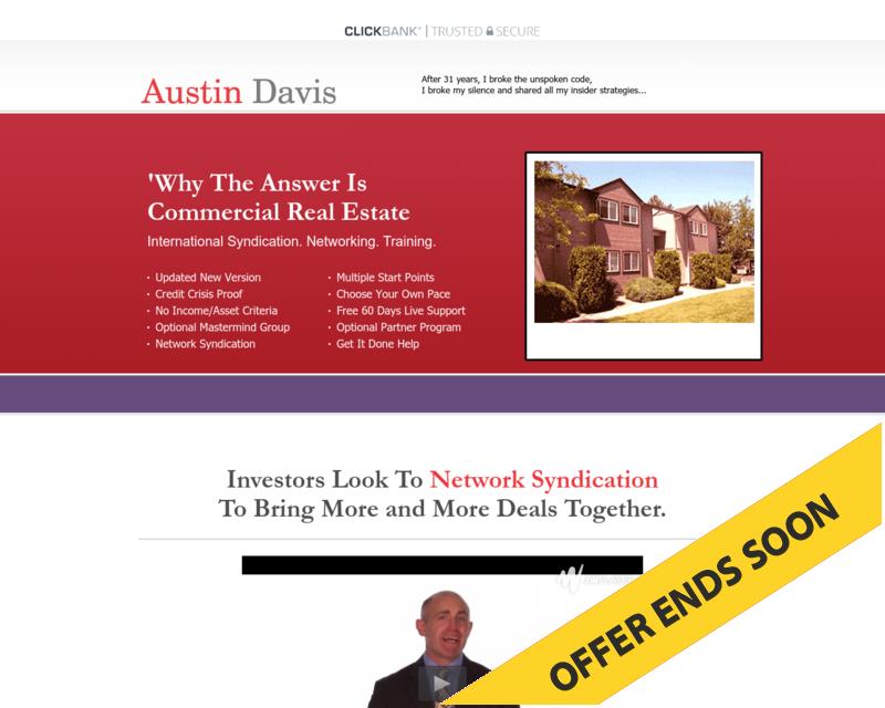 Commercial Real Estate | The Cash Flow Investors Network

qlickbankmarketplace.com/View.aspx?id=3…

#clickbankproducts #clickbankmoney #clickbankmarketplace