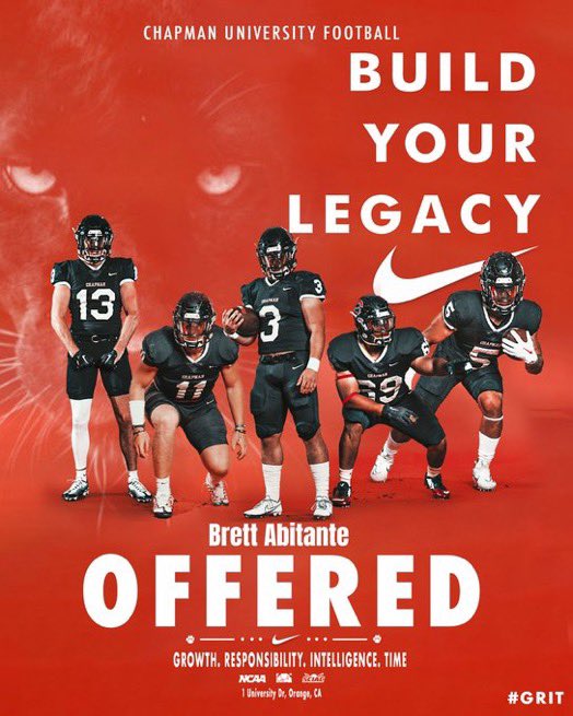 So excited to announce I have received an offer to play for Chapman University! <a href="/ChapmanU/">Chapman University</a>