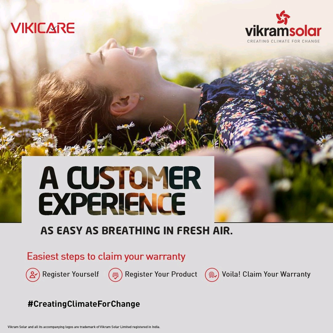 VikramSolar's tweet image. At #VikramSolar, we go to great lengths to manage our customer’s expectations by providing them with a seamless #selfsupport experience.
To know more, visit #VIKICARE &amp;amp; generate your #Warranty certificate- bit.ly/3v5OR5A
#solarenergy #CustomerService #customerexperience