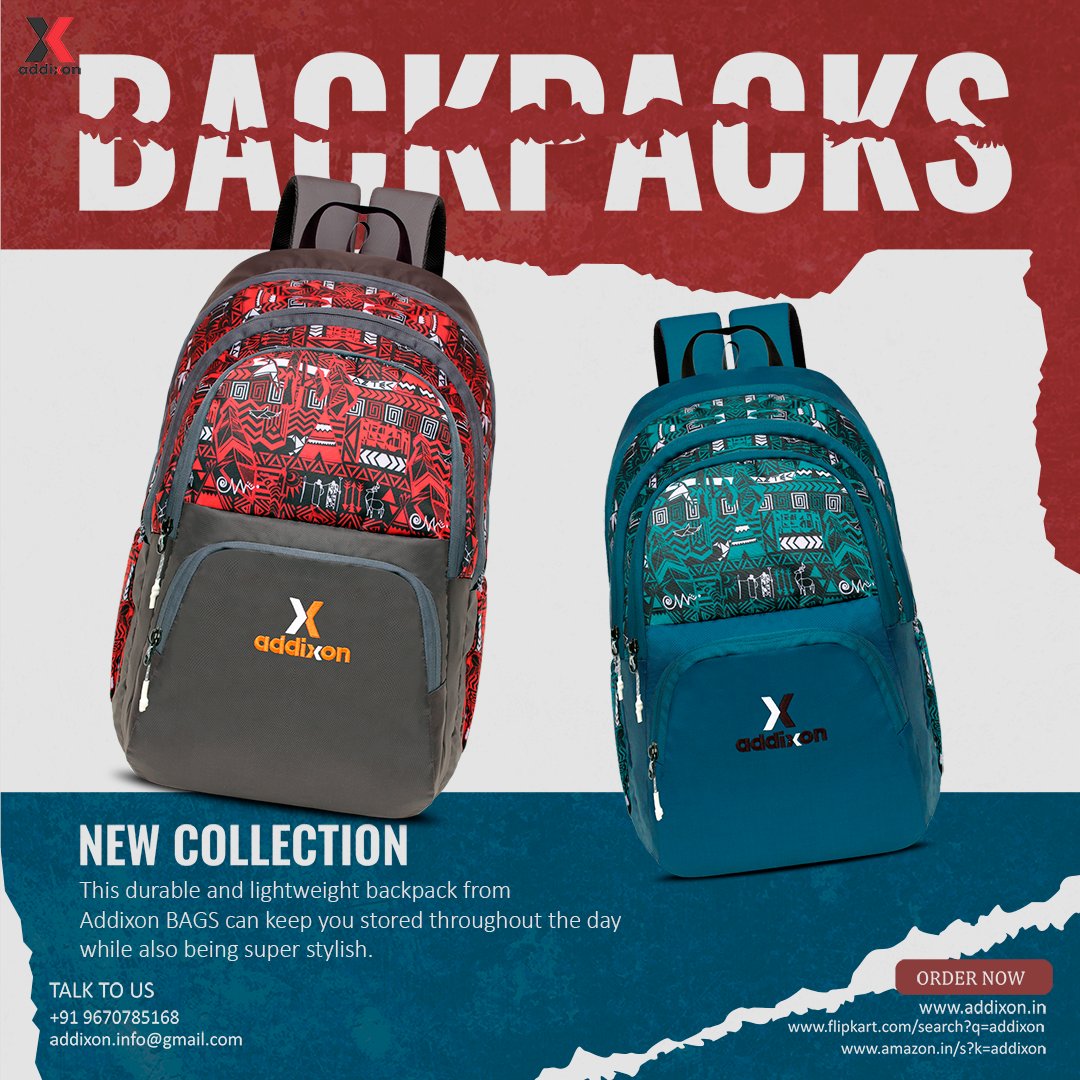 AddixonBags's tweet photo. These colorful and durable bags are designed to help you keep your books, laptops, & more - organized on the go. order now link in Bio.
contact us: +91 9670785168
#addixon #bags #backpack #laptopbags #collegebags #trendingbackpack #styleshbackpack #bagscollection #travelbags https://t.co/MadkAXW2CU