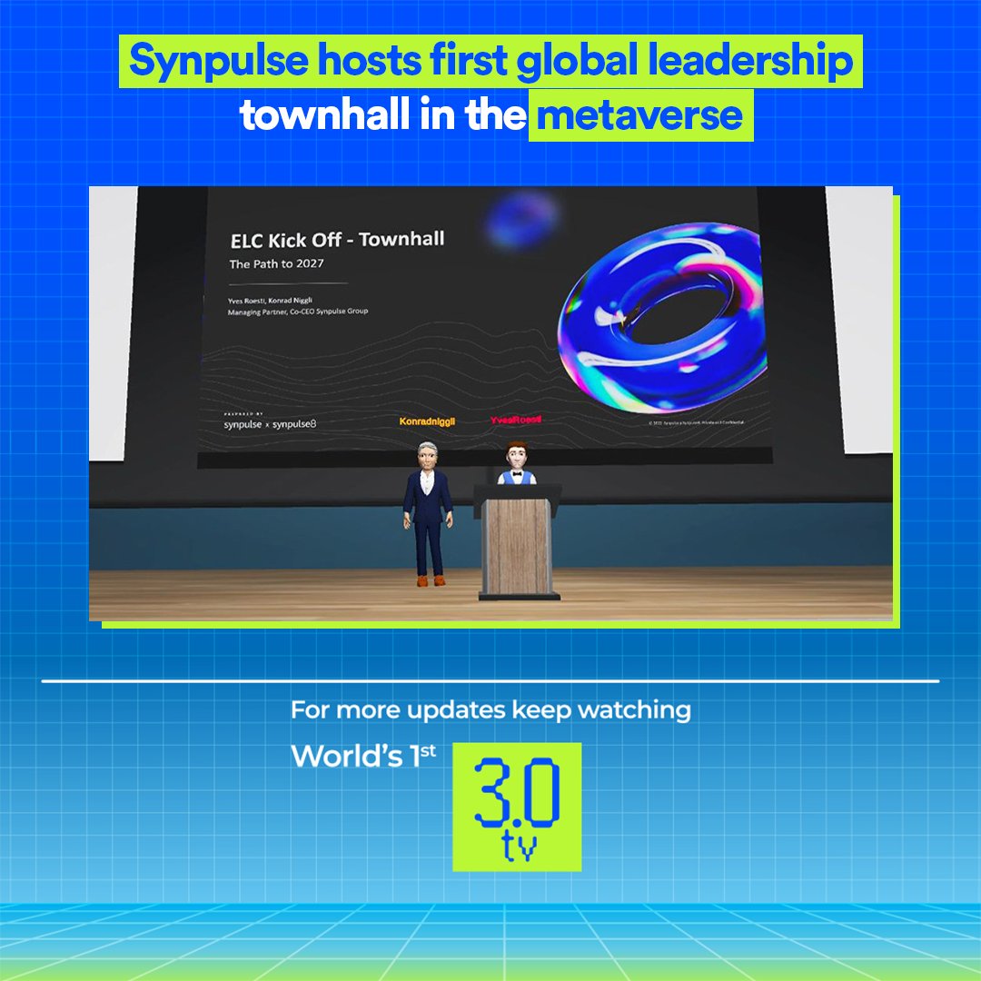 reallive3tv's tweet photo. Synpulse hosts first global leadership townhall in the metaverse
.
.
Check out our YouTube channel https://t.co/brsLMuYBs1
.
.
#live3tv #3verse #Synpluse #townhall #metaverse #metavereland #metaverseconference #metaversenews https://t.co/noWrQTdiPa