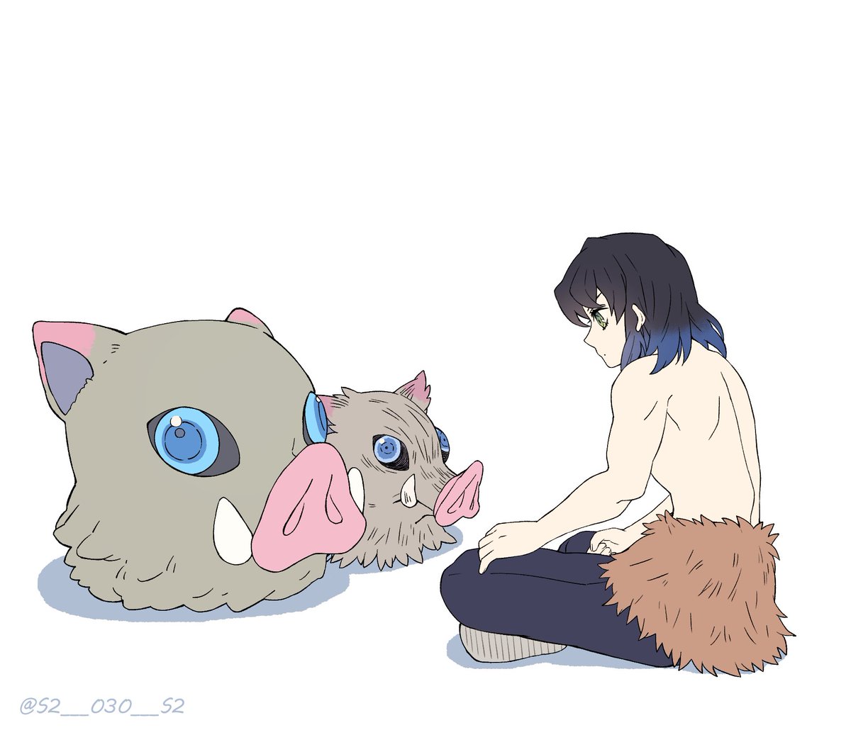 시먀⚡しみゃさんがTwitterに投稿した嘴平伊之助(鬼滅の刃)のイラスト。