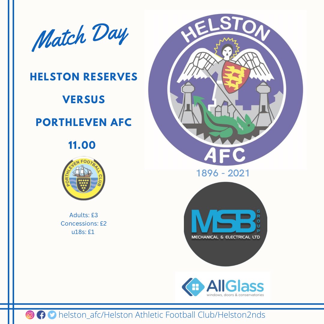 .⚽️⚽️⚽️ BOXING DAY ⚽️⚽️⚽️

9:30am - @hafc_bluesfood open

10:30am - Clubhouse open

11:00am - @Helston2nds v @PorthlevenFC 

(Adults £3, Over 65’s £2, U18’ £1) 

5:00pm - 💃🏽

Cash preferred for quick service

No U16’s unless accompanied and supervised by an adult

<a href="/swsportsnews/">South West Sports News</a>