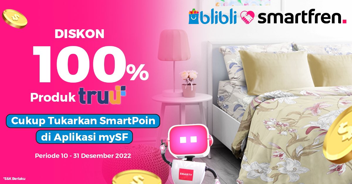 Truu di blibli Mau ganti suasana rumah, tapi mesti hemat?! 🧐

Yuk, tukarkan 10 SmartPoin kamu di aplikasi mySF dan dapatin diskon belanja 100%! ✨

Klik disini 👉 s.id/BlibliSP