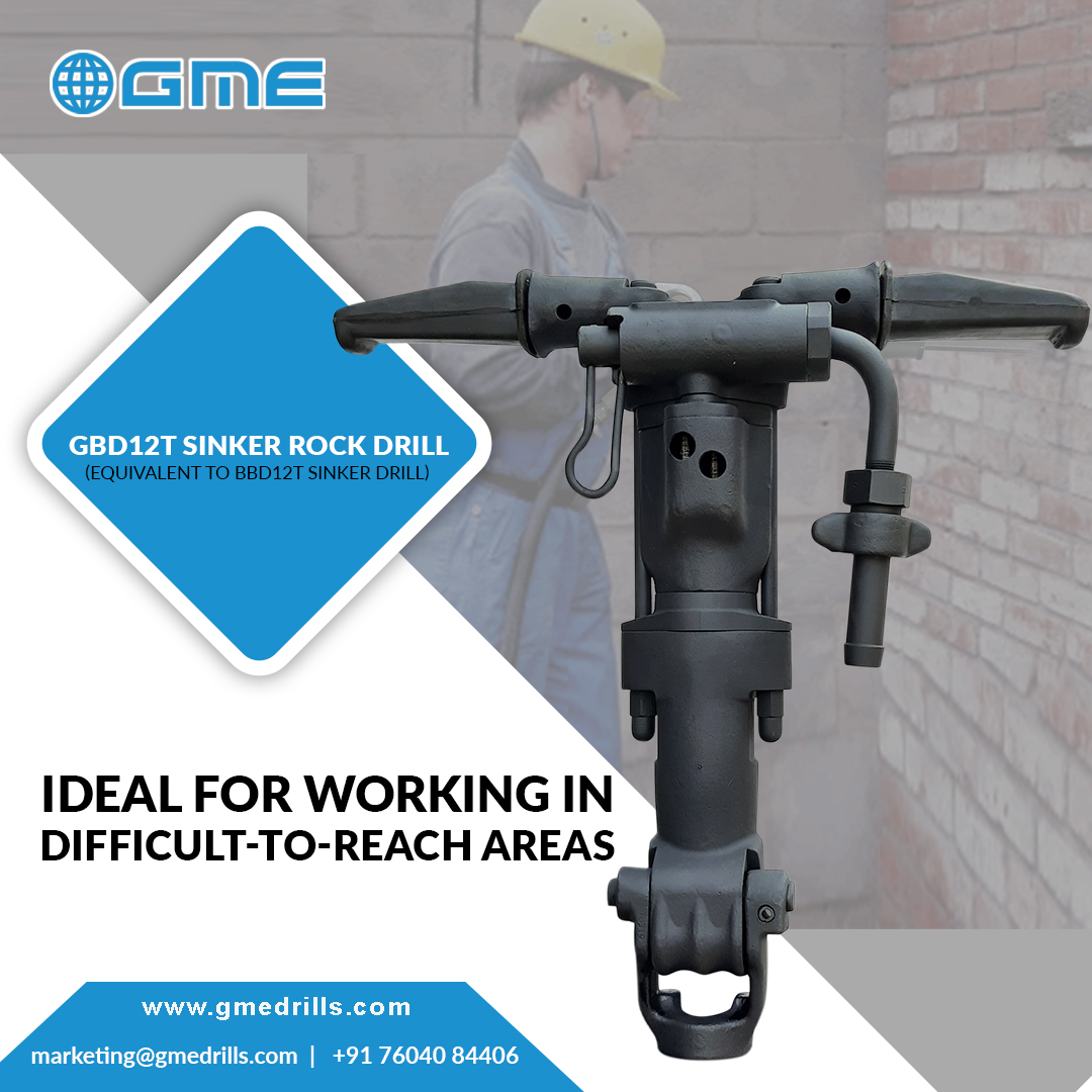 gmedrills's tweet image. Equipped with &quot;𝗧&quot; 𝗵𝗮𝗻𝗱𝗹𝗲𝘀, 𝘁𝗵𝗲 𝗚𝗕𝗗𝟭𝟮𝗧 is designed for vertical drilling of up to 2 meters.
Check the product page for technical details
buff.ly/3jqjMqS
 #handheldtool #sinkerrockdrill #rockdrill #constructionequipment #pneumatictool #gmedrills