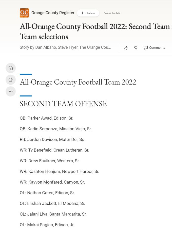 Parker Awad (@awadparker) on Twitter photo 2nd Team All County - with some great company! <a href="/kadinsemonza/">Kadin Semonza</a> <a href="/Nathangates13/">Nathan gates</a> <a href="/makaisagiao1/">Makai Sagiao</a> <a href="/EdisonChargerFB/">Edison Football ⚡️</a> <a href="/3dqb_SoCal/">3DQB SoCal</a> <a href="/GregBiggins/">Greg Biggins</a> 2nd Team All County - with some great company! <a href="/kadinsemonza/">Kadin Semonza</a> <a href="/Nathangates13/">Nathan gates</a> <a href="/makaisagiao1/">Makai Sagiao</a> <a href="/EdisonChargerFB/">Edison Football ⚡️</a> <a href="/3dqb_SoCal/">3DQB SoCal</a> <a href="/GregBiggins/">Greg Biggins</a>