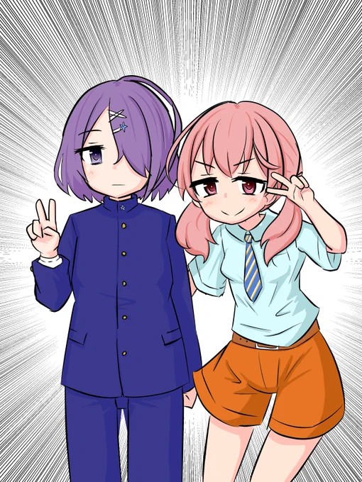 > いつも着ているのとは違う制服着た北上双葉と木曽あずきお願いします!制服の種類はヤックルさんの好みで! #odaibako_YackRu29  
