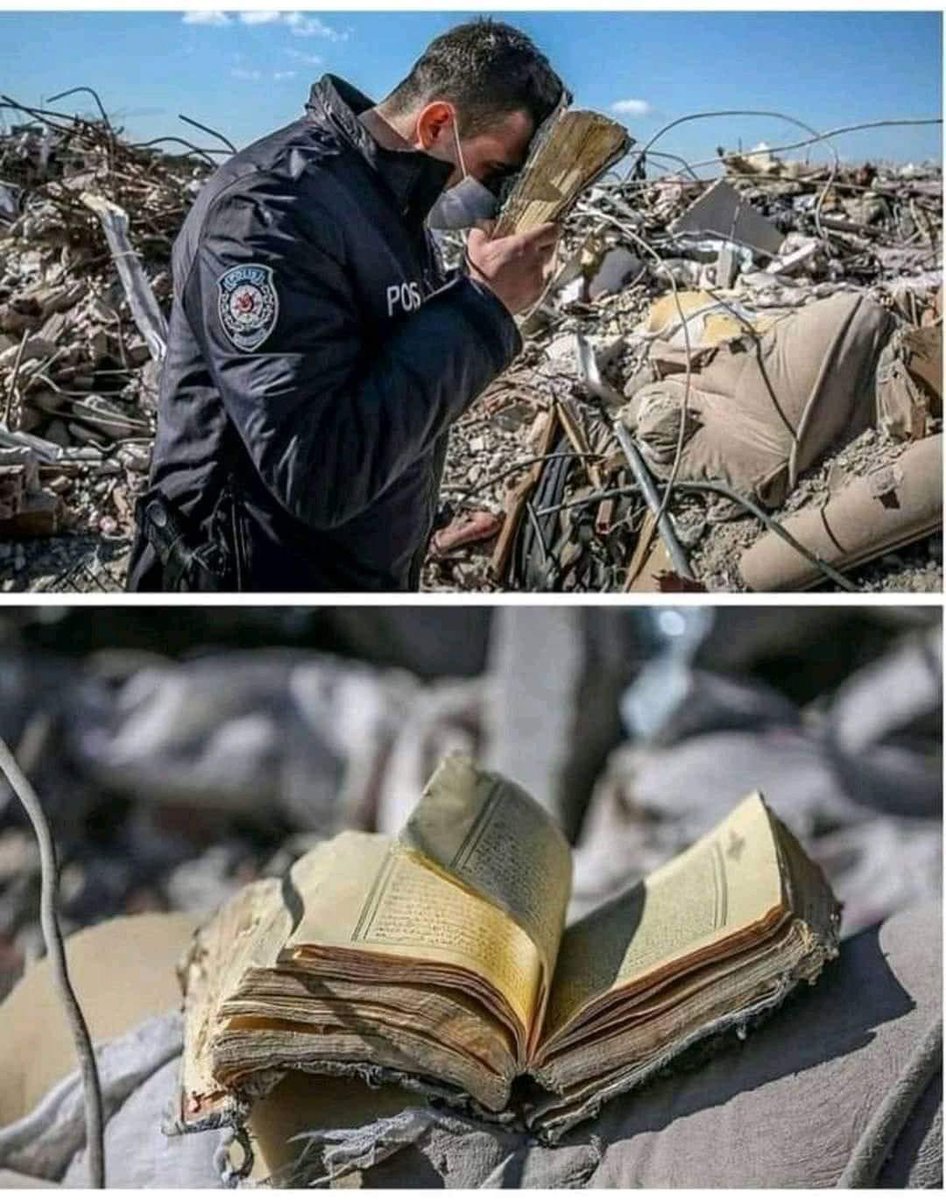 KhaledBeydoun's tweet photo. Everything was destroyed. 
Except the Quran. https://t.co/1WTR3iBQoo