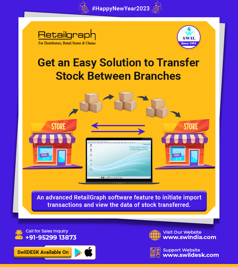 swilerpsoftware's tweet photo. If you want easy #stocktransfer in your business, choose SWIL's #RetailGraph and give your business an advanced way of working with multiple stores.
Call for Inquiry📲+91 95299 13873
Visit👉https://t.co/cTAbEEZzlw
#SwilSoftware #AdvancedSoftware #SoftwareSolution #NewYear https://t.co/hFfEeLE8He