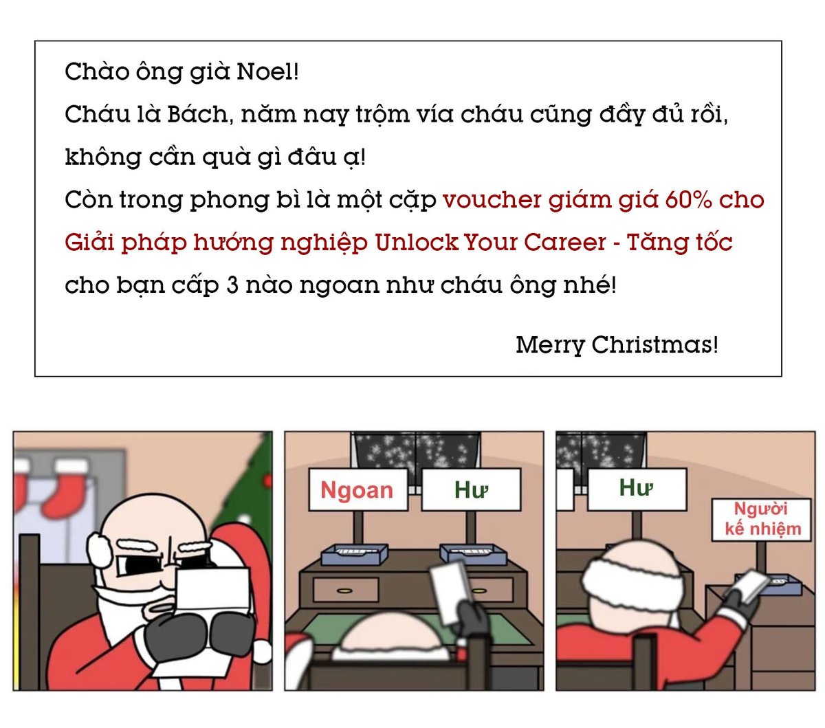 Dù hơi muộn nhưng PAC đang chờ 2 bạn học sinh cấp 3 inbox cho PAC để nhận quà từ ông già Noel và bạn Bách nhé 🥰
--
Thông tin về Giải pháp hướng nghiệp Unlock Your Career  - Tăng tốc tại đây: unlockyourcareer.vn/giai-phap/tang…
 #study #pacgroup #UYC #unlockyourcareer #UnlockY