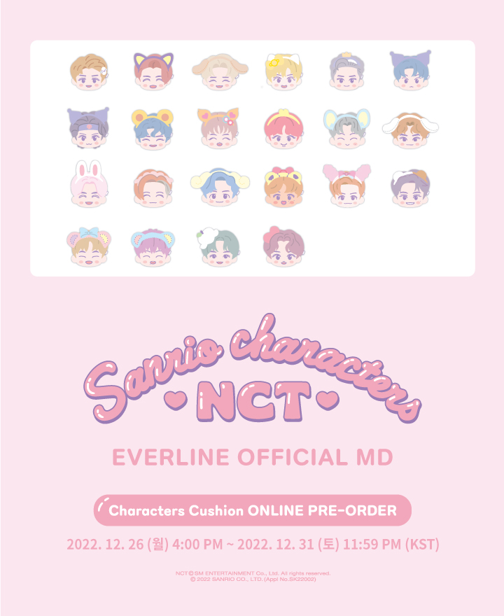 💚NCT x SANRIO CHARACTERS💖
EVERLINE OFFICIAL MD ONLINE PRE-ORDER OPEN

📆 PRE-ORDER PERIOD : 2022. 12. 26 (Mon) ~ 2022. 12. 31 (Sat)
🔗bit.ly/3C3n3Tr

#산리오캐릭터즈 #NCT #SANRIO #산리오코리아 #EVERLINE #에버라인